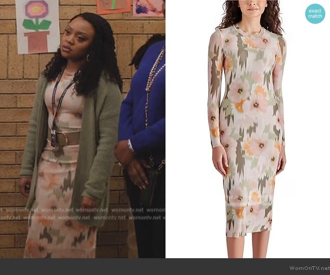 WornOnTV: Janine’s floral print midi dress on Abbott Elementary ...