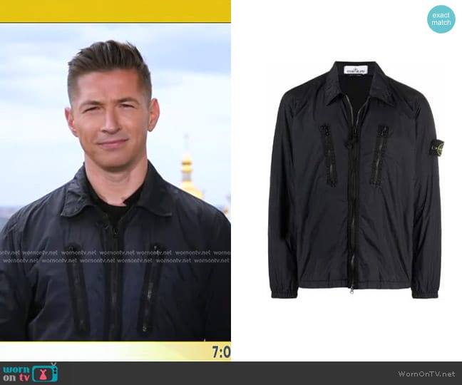 Stone Island Badge Zipped Overshirt worn by James Longman on Good Morning America