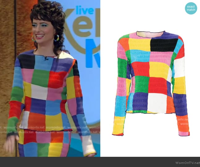 Sunnei Drama Frise colour-block T-shirt worn by Sarah Sherman on Live with Kelly and Mark