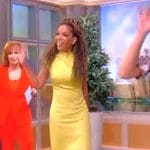 Sunny's yellow satin mock neck dress on The View