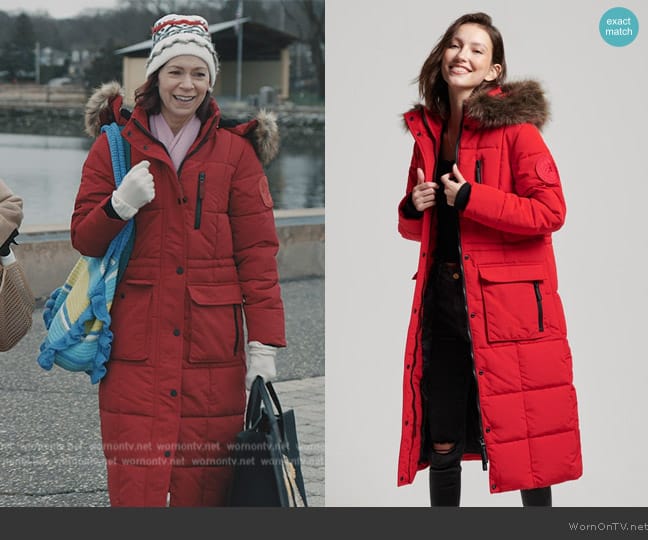 Superdry Longline Faux Fur Everest Coat worn by Elsbeth Tascioni (Carrie Preston) on Elsbeth