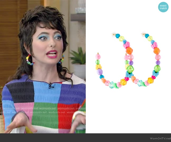 Susan Alexandra Jumbo Joyful Hoop Earrings worn by Sarah Sherman on Live with Kelly and Mark