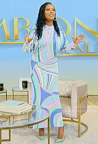 Tamron's abstract print dress on Tamron Hall Show