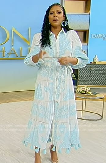 Tamron's embroidered shirtdress on Tamron Hall Show