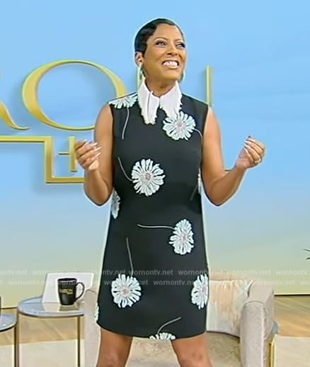 Tamron's floral print shift dress on Tamron Hall Show