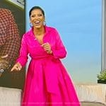 Tamron’s pink bow front dress on Tamron Hall Show