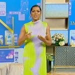 Tamron’s palm print plisse dress on Tamron Hall Show