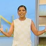 Tamron's printed sleeveless dress on Tamron Hall Show