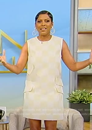 Tamron's printed sleeveless dress on Tamron Hall Show