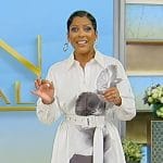 Tamron's white floral print shirtdress on Tamron Hall Show