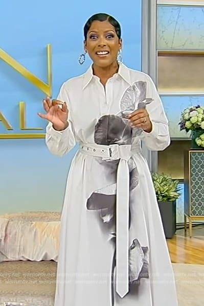 WornOnTV: Tamron's white floral print shirtdress on Tamron Hall Show |  Tamron Hall | Clothes and Wardrobe from TV