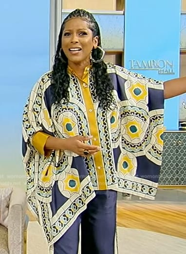 Tamron's printed asymmetric blouse on Tamron Hall Show