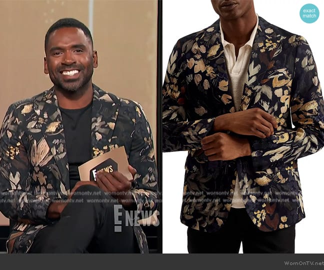 Ted Baker Emilioj Cotton Jersey Floral Slim Fit Suit Jacket worn by Justin Sylvester on E! News