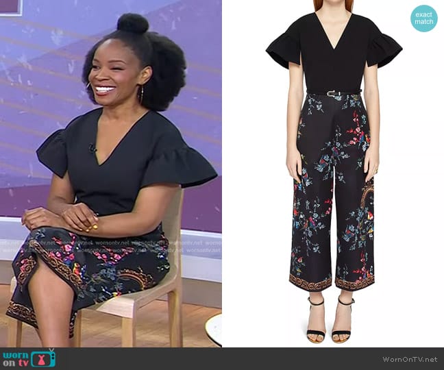 Ted Baker Memsi Opulent Fauna Jumpsuit worn by Amber Ruffin on Today