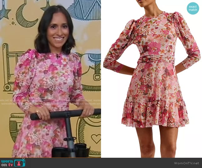 Ted Baker Mesh Mini Dress in Pink worn by Grace Bastidas on Good Morning America