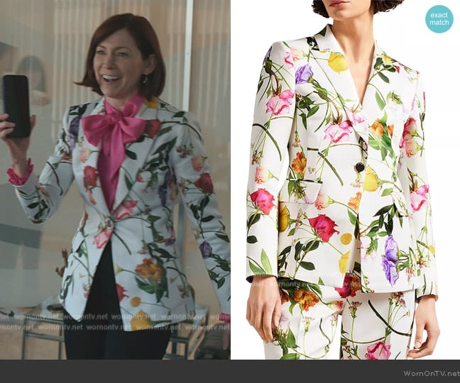 Ted Baker Ziaah Floral Print One Button Jacket worn by Elsbeth Tascioni (Carrie Preston) on Elsbeth