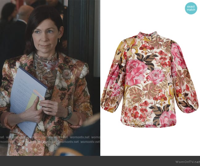 Ted Baker Jaylaah Floral Balloon Sleeve Blouse worn by Elsbeth Tascioni (Carrie Preston) on Elsbeth