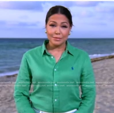 Stephanie’s green button down shirt on Good Morning America