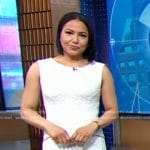 Stephanie’s white textured dress with zip pocket on Good Morning America