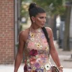 Teresa's floral applique halter dress on The Real Housewives of New Jersey