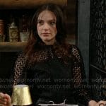 Tessa’s black lace top on The Young and the Restless