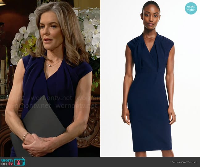 The Fold London Alura Dress in French Navy worn by Diane Jenkins (Susan Walters) on The Young and the Restless