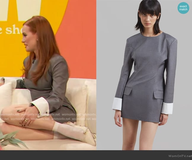 The Frankie Shop Eliza Padded Suit Dress worn by Madelaine Petsch on The Drew Barrymore Show