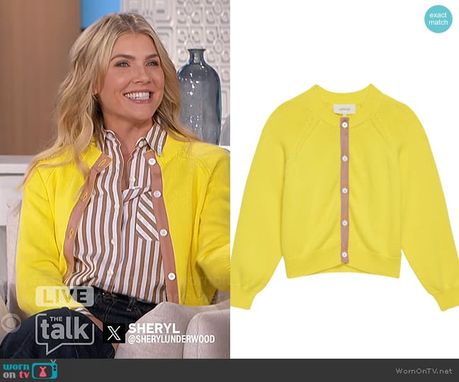 The Great The Tiny Cardigan in Sunbeam worn by Amanda Kloots on The Talk