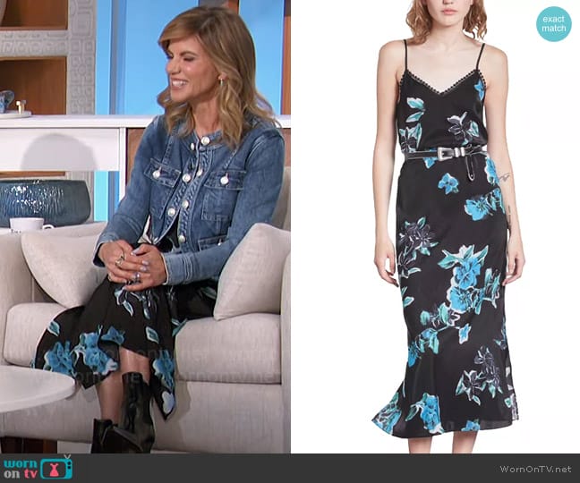 The Kooples V Neck Midi Slip Dress worn by Natalie Morales on The Talk