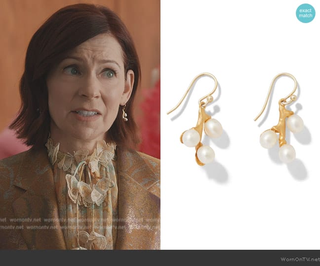 The Met Willow Catkins Pearl Drop Earrings worn by Elsbeth Tascioni (Carrie Preston) on Elsbeth