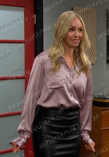 Theresa’s pink satin shirt on Days of our Lives