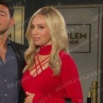 Theresa’s red strappy criss-cross knit dress on Days of our Lives