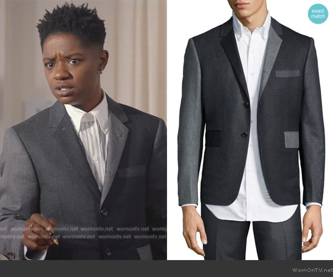 Jacket by Thom Browne Colorblock Three-Button worn by Tamia Cooper (Bre Z) on All American