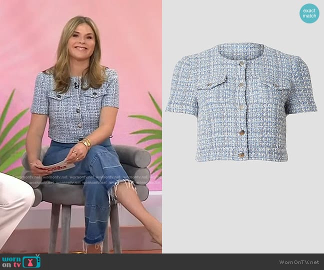 Toccin Short Sleeve Tweed Jacket worn by Jenna Bush Hager on Today