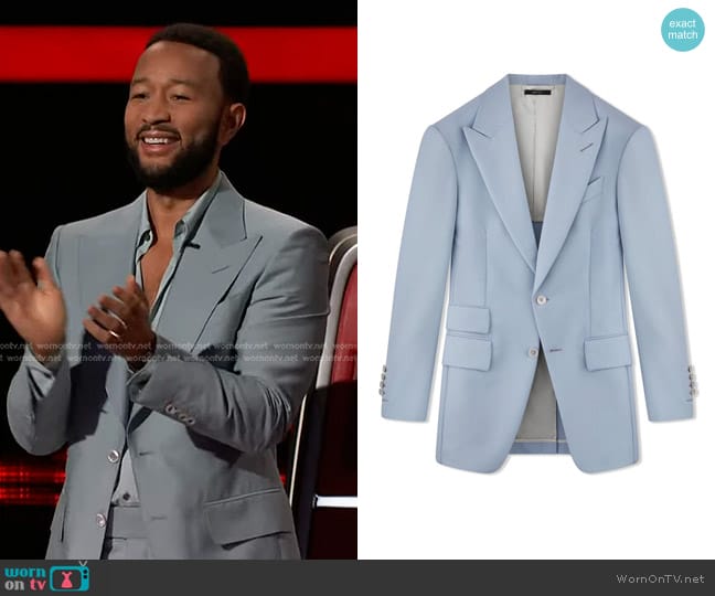 Tom Ford Original Mohair Atticus Jacket in Wedgewood Blue worn by John Legend on The Voice