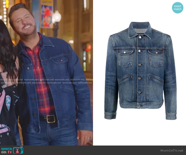 Tom Ford Chest-Pocket Denim Jacket worn by Luke Bryan on American Idol