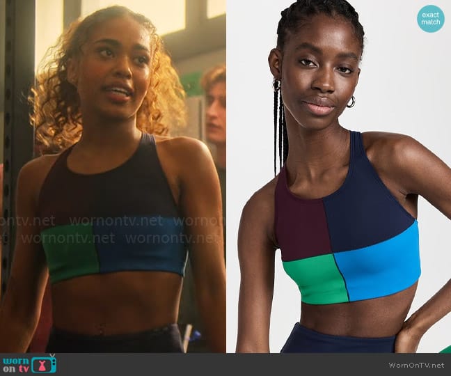 Tory Sport Colorblock Sports Bra worn by Faran Bryant (Zaria) on Pretty Little Liars Original Sin