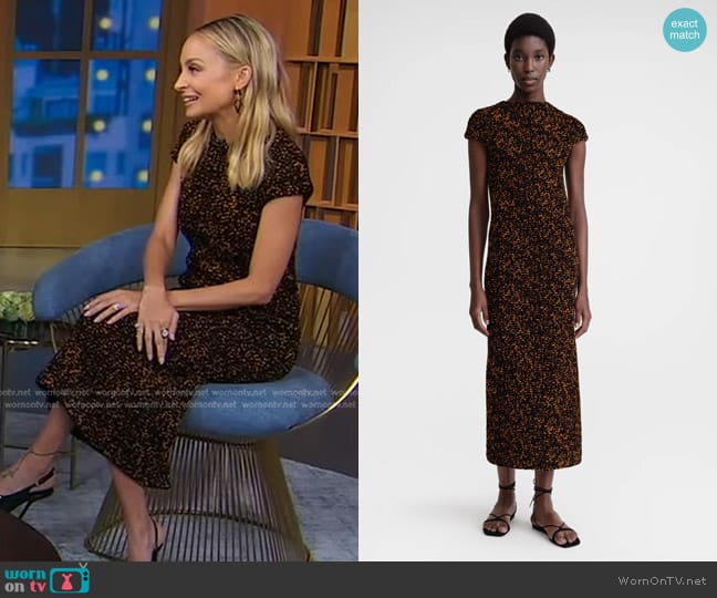 Toteme Smocked velour Dress in Tortoise Print worn by Nicole Richie on Good Morning America