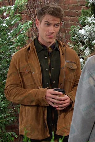 Tripp's camel suede jacket on Days of our Lives