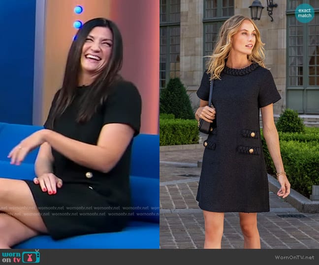 Tuckernuck Tweed Jackie Dress in Black worn by Leslie Means on Good Morning America