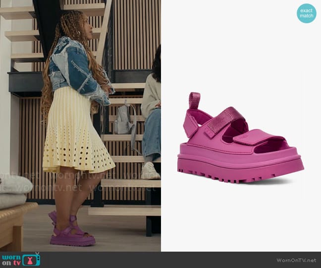 UGG Goldenglow Slingback Sandal in Mangosteen worn by Delilah (Laya DeLeon Hayes) on The Equalizer