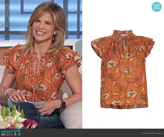 Ulla Johnson Annie Top in Amaryllis worn by Natalie Morales on The Talk