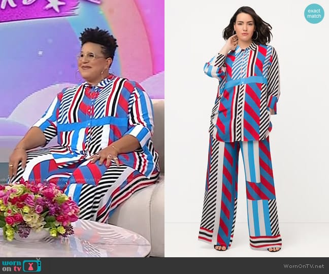 Ulla Popken Clashing Stripes Blouse and Pants worn by Brittany Howard on Today