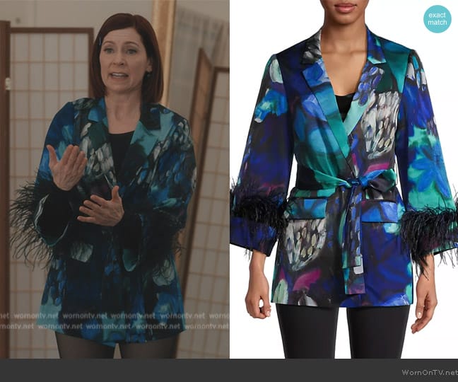 Ungaro Lily Tie-Waist Floral Jacket worn by Elsbeth Tascioni (Carrie Preston) on Elsbeth