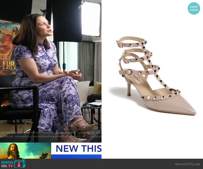 Valentino Garavani Rockstud Strappy Pointed Toe Pump worn by Maggie Rulli on Good Morning America