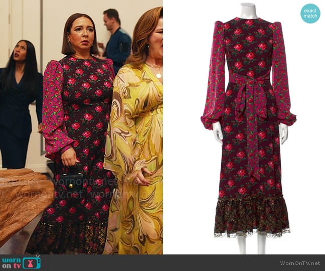 WornOnTV: Molly’s long mixed floral dress on Loot | Maya Rudolph ...