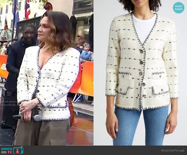 Veronica Beard Ceriani Sequin Sweater Jacket worn by Shoshana Bean on Today