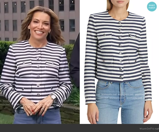 Veronica Beard Isa Striped Tailored Jacket worn by Kit Hoover on Access Hollywood