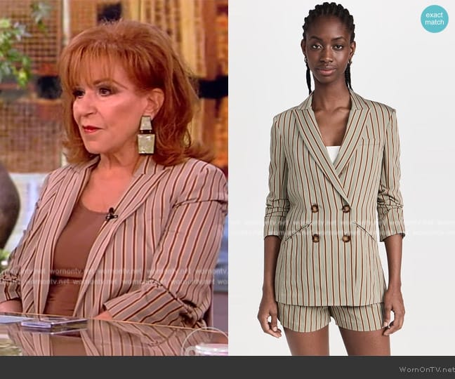 Veronica Beard Kiernan Striped Double-Breasted Jacket worn by Joy Behar on The View