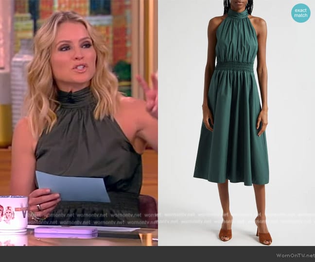 Veronica Beard Kinny Smocked Cotton Blend Midi Dress worn by Sara Haines on The View